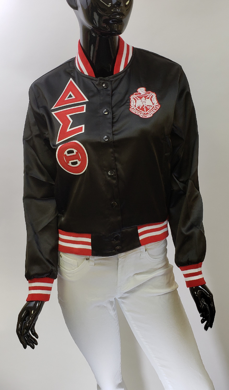 PreMade Satin Baseball Jacket - Delta Sigma Theta®️ -Greek_Paraphernalia - M3 Greek