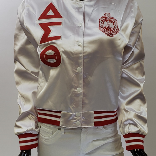White satin top baseball jacket