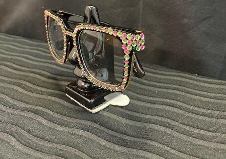 Pink/Green Square Crystal Glasses