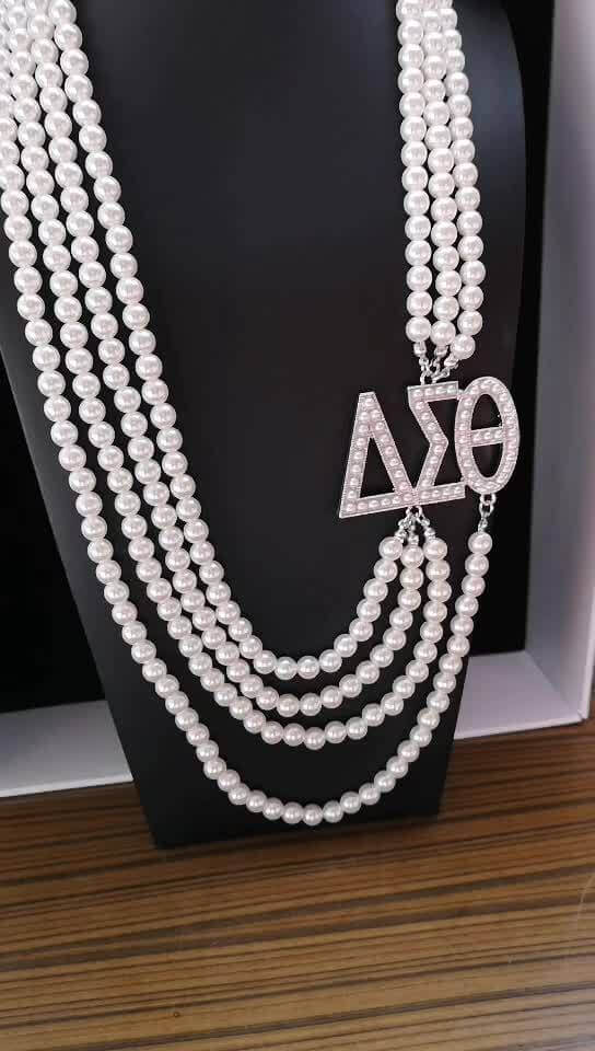 Pearl Greek Letter Necklace - Delta Sigma Theta