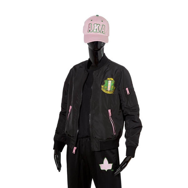 Satin Bomber Jacket with Greek Letter lining- Alpha Kappa Alpha