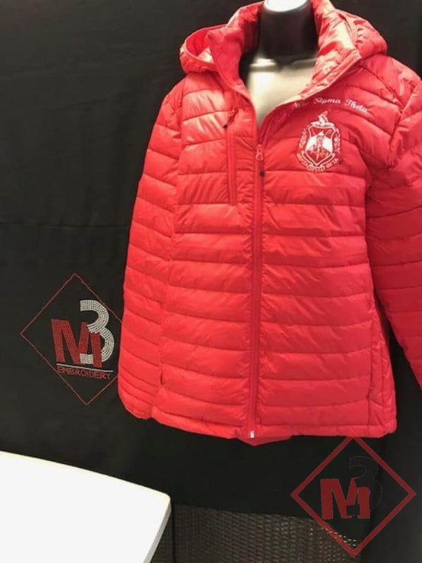 M3GREEK®️ Custom Padded Jacket with removable hood- Delta Sigma Theta®️ -Greek_Paraphernalia - M3 Greek