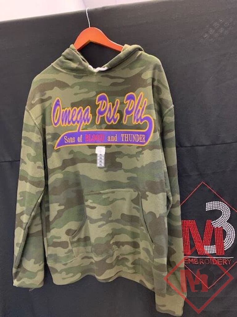 Custom Twill Tail Camo Hoodie - Omega Psi Phi® Cardigans / Hoodies Fleece