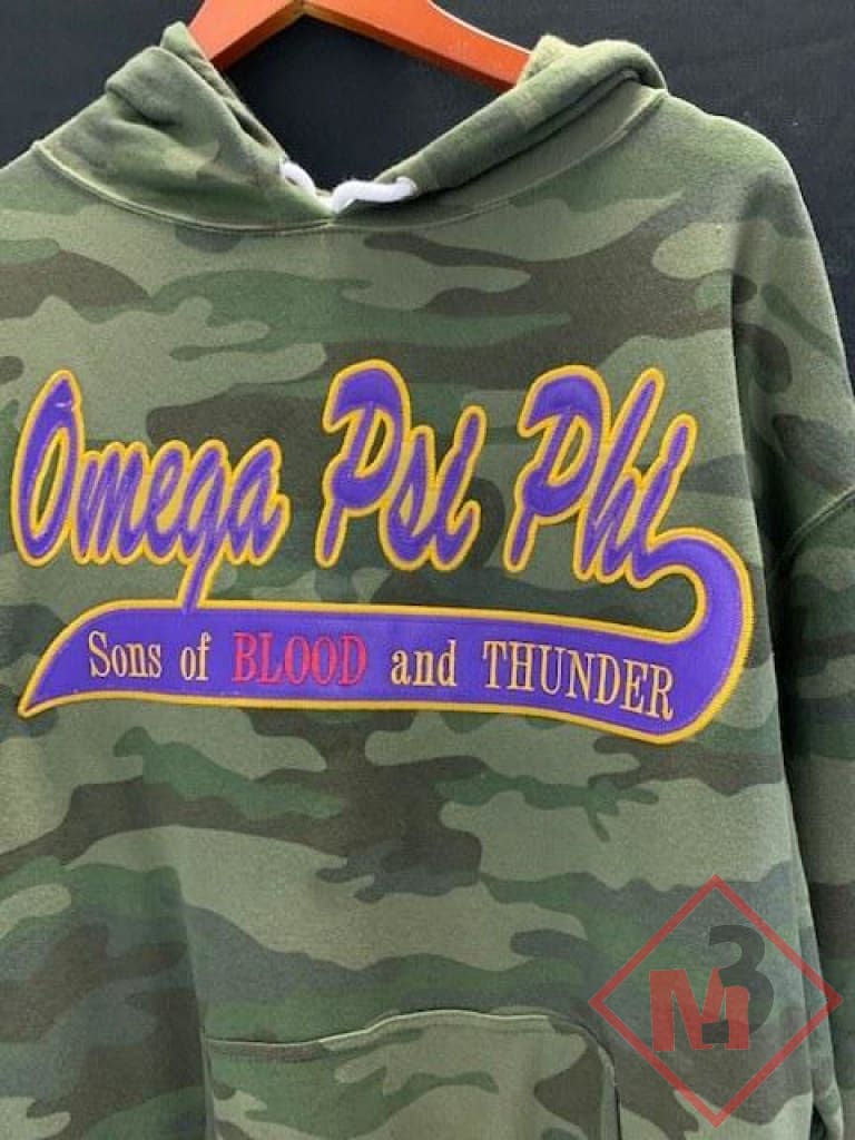 Custom Twill Tail Camo Hoodie - Omega Psi Phi® M / Cardigans Hoodies Fleece
