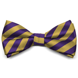 Omega-Purple and Gold Striped Pre-Tied: Bow Tie