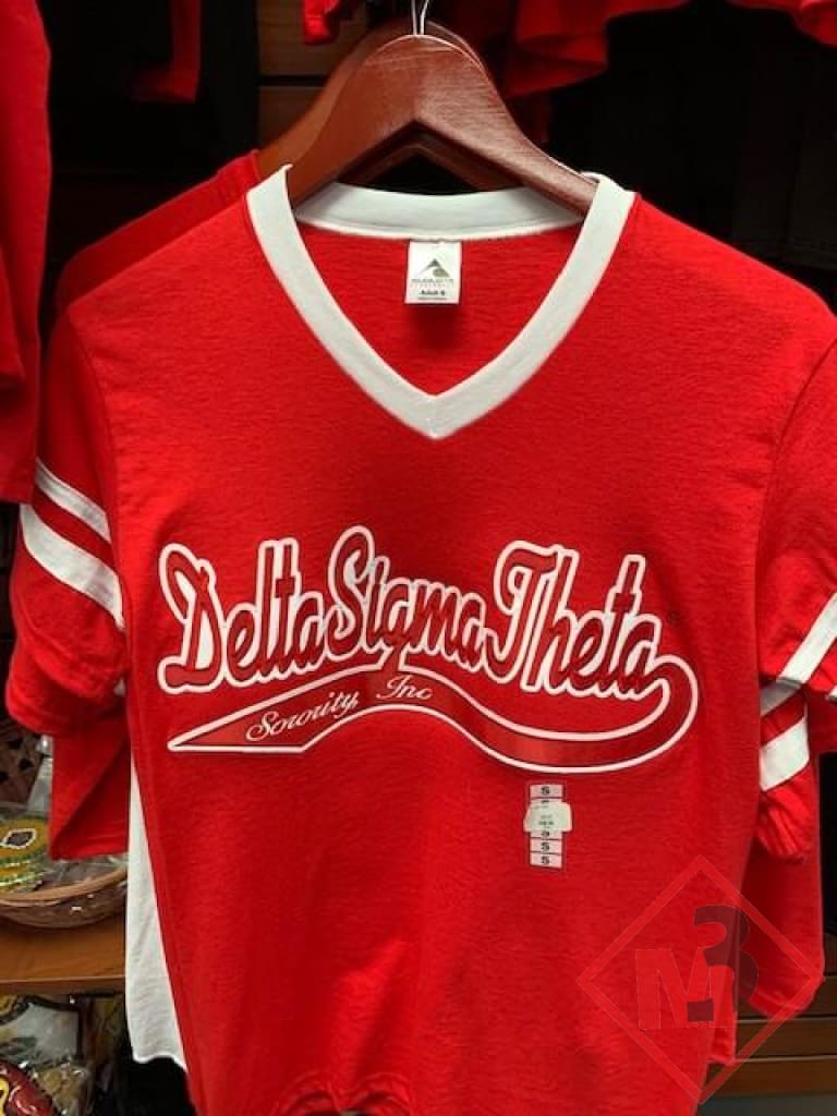 Delta Custom Jersey Baseball Tee - Sigma Theta® Medium / Red/white 3/4 Sleeve Shirts
