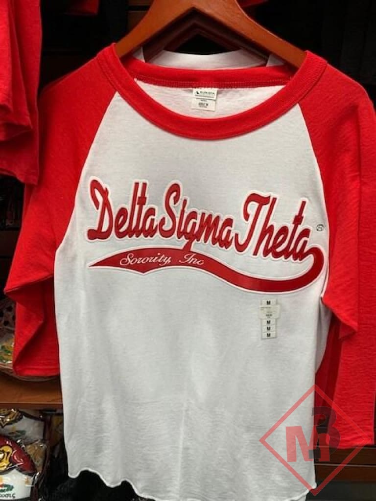 Delta Custom Jersey Baseball Tee - Sigma Theta® Medium / White/red 3/4 Sleeve Shirts