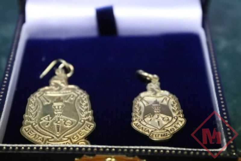 Delta Sigma Theta®-Sterling 14K Gold Plated Crest Pendant Fine Jewelry
