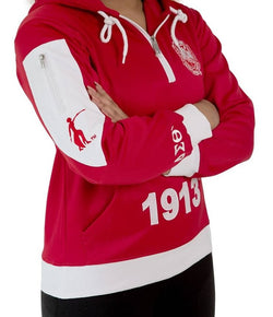 Pre-Decorated Quarter Zip Greek Letter Hoodie - Delta Sigma Theta®️ -Greek_Paraphernalia - M3 Greek