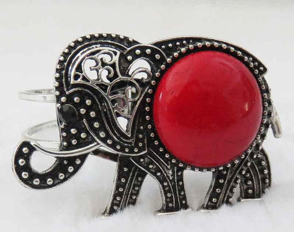 Elephant Statement Necklace Set and Bracelet with Red center stone -Greek_Paraphernalia - M3 Greek