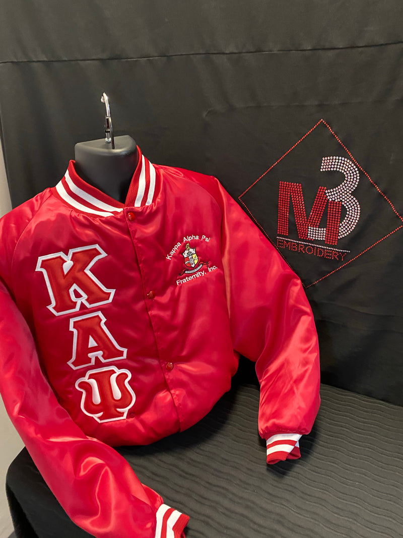 Satin Baseball Jacket - Kappa Alpha Psi -Greek_Paraphernalia - M3 Greek