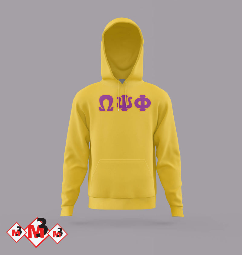 Twill Letter Hoodies - Omega Psi Phi®️ -Greek_Paraphernalia - M3 Greek