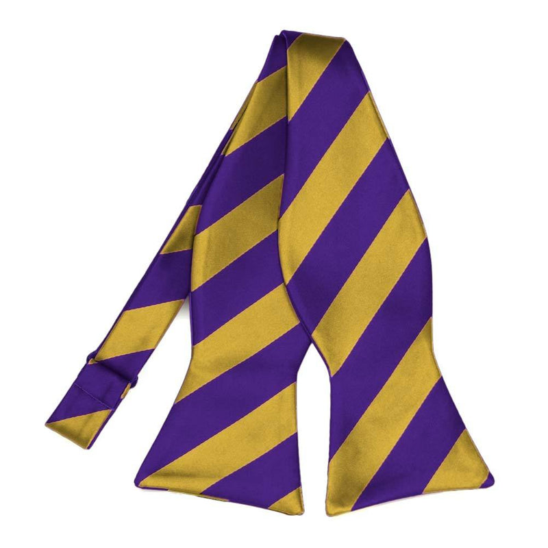 Omega-Purple and Gold Striped Self-Tie Bow Tie