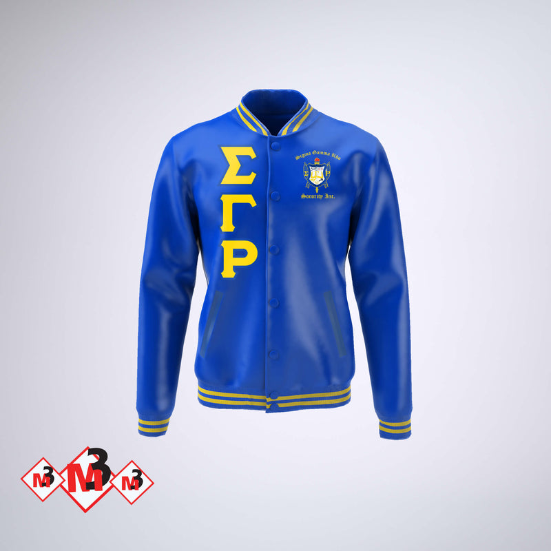 Satin Baseball Jacket - Sigma Gamma Rho -Greek_Paraphernalia - M3 Greek