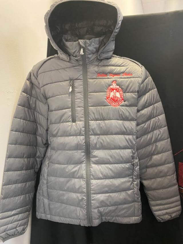 Delta Sigma Theta Padded Jacket with removable Hood. M3GREEK®️